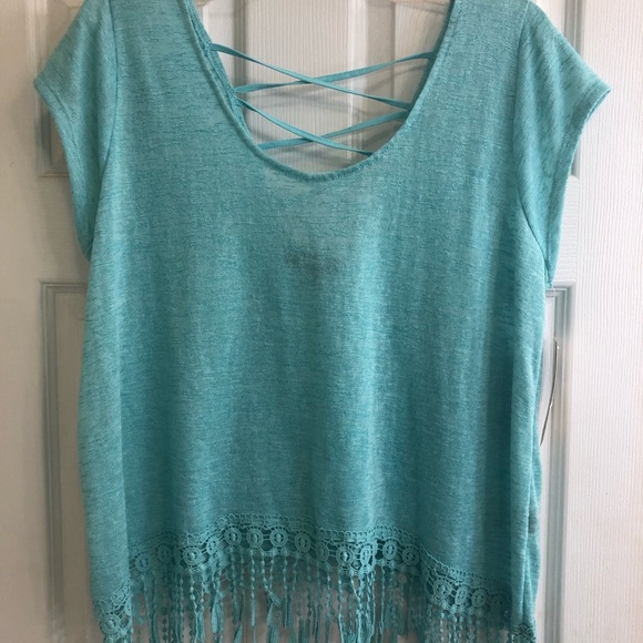 Tops - Top with criss cross back and fringe along bottom